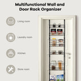 NNECW Over Door Wall-Mounted Pantry Organizer with 6 Adjustable Baskets
