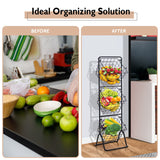 NNECW 3-Tier Height Adjustable Metal Fruit Basket Stand with Detachable Bowls
