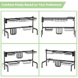 NNECW 2-Tier Over Sink Adjustable Dish Drying Rack for Kitchen Counter Storage