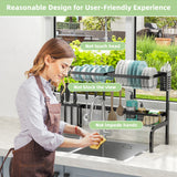 NNECW 2-Tier Over Sink Adjustable Dish Drying Rack for Kitchen Counter Storage