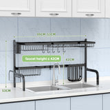 NNECW 2-Tier Over Sink Adjustable Dish Drying Rack for Kitchen Counter Storage