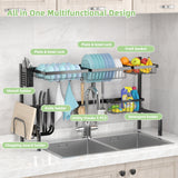 NNECW 2-Tier Over Sink Adjustable Dish Drying Rack for Kitchen Counter Storage