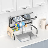 NNECW 2-Tier Over Sink Adjustable Dish Drying Rack for Kitchen Counter Storage