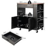 NNECW Rolling Kitchen Serving Trolley with 3 Spice Racks for Kitchen-Black