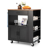 NNECW Rolling Kitchen Serving Trolley with 3 Spice Racks for Kitchen-Black