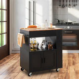 NNECW Rolling Kitchen Serving Trolley with 3 Spice Racks for Kitchen-Black