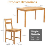 NNECW Dining Set with 1 Rectangular Table & 4 Chair for Dining Room & Kitchen