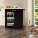 NNECW Kitchen Cart with 3-Tier Open Shelf for Kitchen Dining Room Bar-Coffee