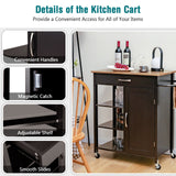 NNECW Kitchen Cart with 3-Tier Open Shelf for Kitchen Dining Room Bar-Coffee