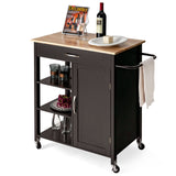 NNECW Kitchen Cart with 3-Tier Open Shelf for Kitchen Dining Room Bar-Coffee