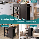 NNECW Kitchen Cart with 3-Tier Open Shelf for Kitchen Dining Room Bar-Coffee
