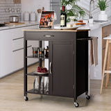 NNECW Kitchen Cart with 3-Tier Open Shelf for Kitchen Dining Room Bar-Coffee