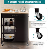 NNECW Kitchen Cart with 3-Tier Open Shelf for Kitchen Dining Room Bar-Coffee