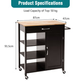 NNECW Kitchen Cart with 3-Tier Open Shelf for Kitchen Dining Room Bar-Coffee