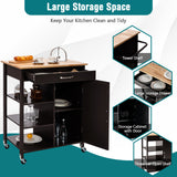 NNECW Kitchen Cart with 3-Tier Open Shelf for Kitchen Dining Room Bar-Coffee