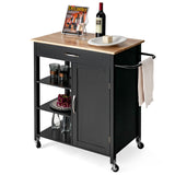 NNECW Kitchen Cart with 3-Tier Open Shelf for Kitchen Dining Room Bar-Black