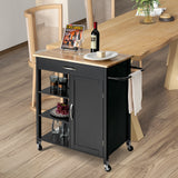 NNECW Kitchen Cart with 3-Tier Open Shelf for Kitchen Dining Room Bar-Black