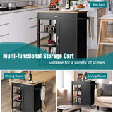 NNECW Kitchen Cart with 3-Tier Open Shelf for Kitchen Dining Room Bar-Black