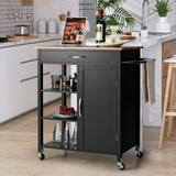 NNECW Kitchen Cart with 3-Tier Open Shelf for Kitchen Dining Room Bar-Black