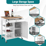 NNECW Kitchen Cart with 3-Tier Open Shelf for Kitchen Dining Room Bar-White