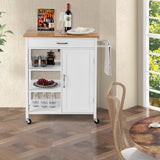 NNECW Kitchen Cart with 3-Tier Open Shelf for Kitchen Dining Room Bar-White