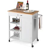 NNECW Kitchen Cart with 3-Tier Open Shelf for Kitchen Dining Room Bar-White