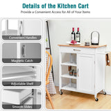 NNECW Kitchen Cart with 3-Tier Open Shelf for Kitchen Dining Room Bar-White