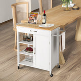 NNECW Kitchen Cart with 3-Tier Open Shelf for Kitchen Dining Room Bar-White