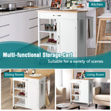 NNECW Kitchen Cart with 3-Tier Open Shelf for Kitchen Dining Room Bar-White