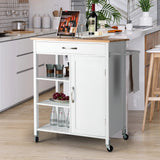 NNECW Kitchen Cart with 3-Tier Open Shelf for Kitchen Dining Room Bar-White