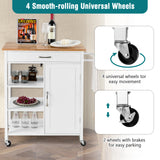 NNECW Kitchen Cart with 3-Tier Open Shelf for Kitchen Dining Room Bar-White