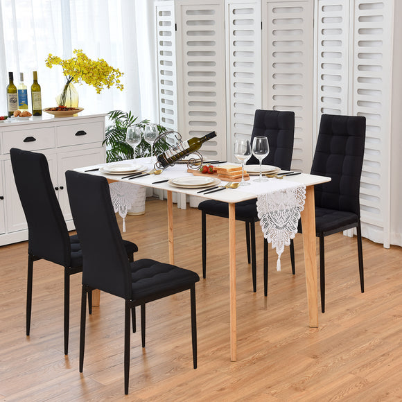 NNECW Set of 4 Kitchen Dining Side Chairs with Fabric Cushion & Metal Frame
