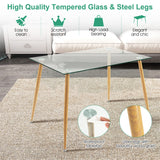 NNECW Rectangular Dining Table with Tempered Glass Tabletop for Dining Room