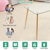NNECW Rectangular Dining Table with Tempered Glass Tabletop for Dining Room