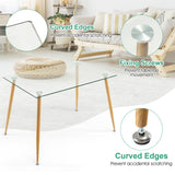 NNECW Rectangular Dining Table with Tempered Glass Tabletop for Dining Room