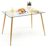 NNECW Rectangular Dining Table with Tempered Glass Tabletop for Dining Room