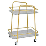 NNECW 2-tier Kitchen Rolling Cart with Steel Frame and Lockable Casters