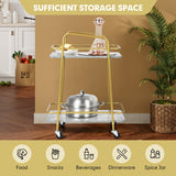 NNECW 2-tier Kitchen Rolling Cart with Steel Frame and Lockable Casters