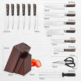 NNECW 15 Pieces Kitchen Knife Set with Hard Wood Handle