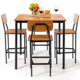 NNECW 5 Pieces Industrial Dining Set Bar Counter Height Table and 4 Stools