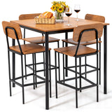 NNECW 5 Pieces Industrial Dining Set Bar Counter Height Table and 4 Stools
