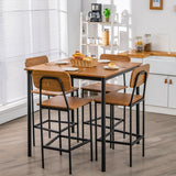 NNECW 5 Pieces Industrial Dining Set Bar Counter Height Table and 4 Stools