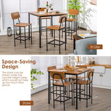 NNECW 5 Pieces Industrial Dining Set Bar Counter Height Table and 4 Stools