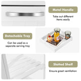 NNECW Kitchen Island with Rubber Wood Countertop &amp Lockable Casters-White