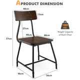 NNECW Vintage Dining Chairs Set of 2 with  Wood & Metal for Cafe/ Kitchen