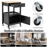 NNECW Kitchen Island Cart with 4 Flexible Universal Wheels Black
