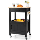 NNECW Kitchen Island Cart with 4 Flexible Universal Wheels Black