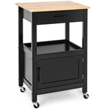 NNECW Kitchen Island Cart with 4 Flexible Universal Wheels Black