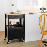 NNECW Kitchen Island Cart with 4 Flexible Universal Wheels Black