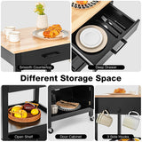 NNECW Kitchen Island Cart with 4 Flexible Universal Wheels Black